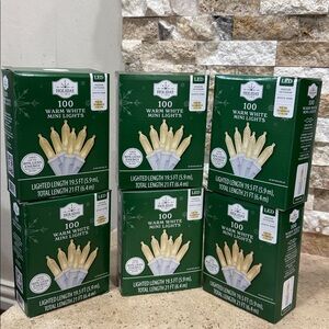 Set of 6 box 100Ct Warm White Mini LED Wedding Christmas Lights With White Wire